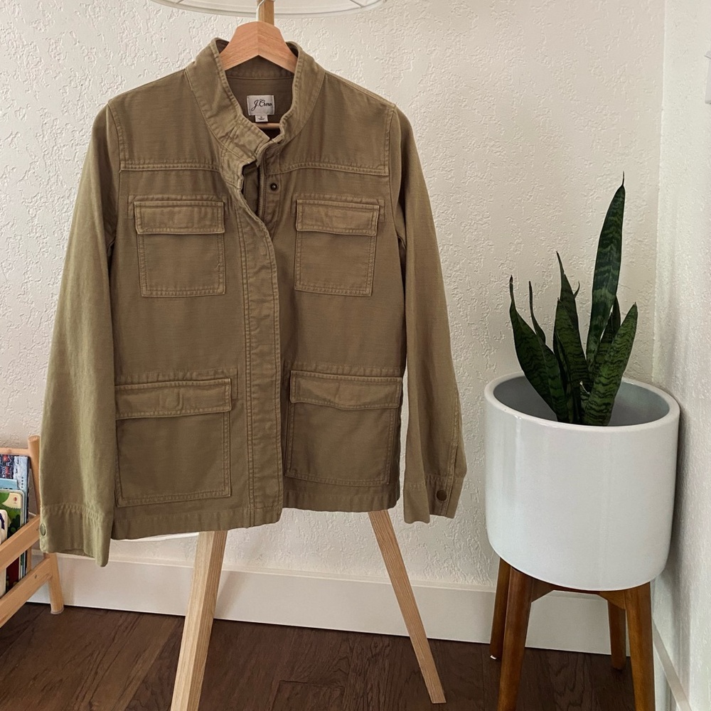 J Crew garment Dyed Cotton Army Military Utility Jacket